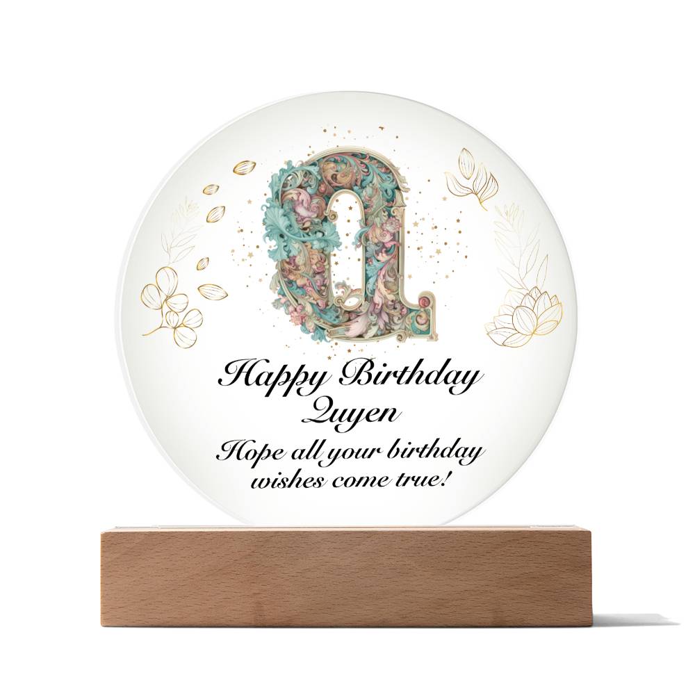 Happy Birthday Quyen v01 - Circle Acrylic Plaque