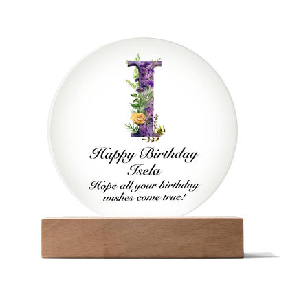 Happy Birthday Isela v02 - Circle Acrylic Plaque