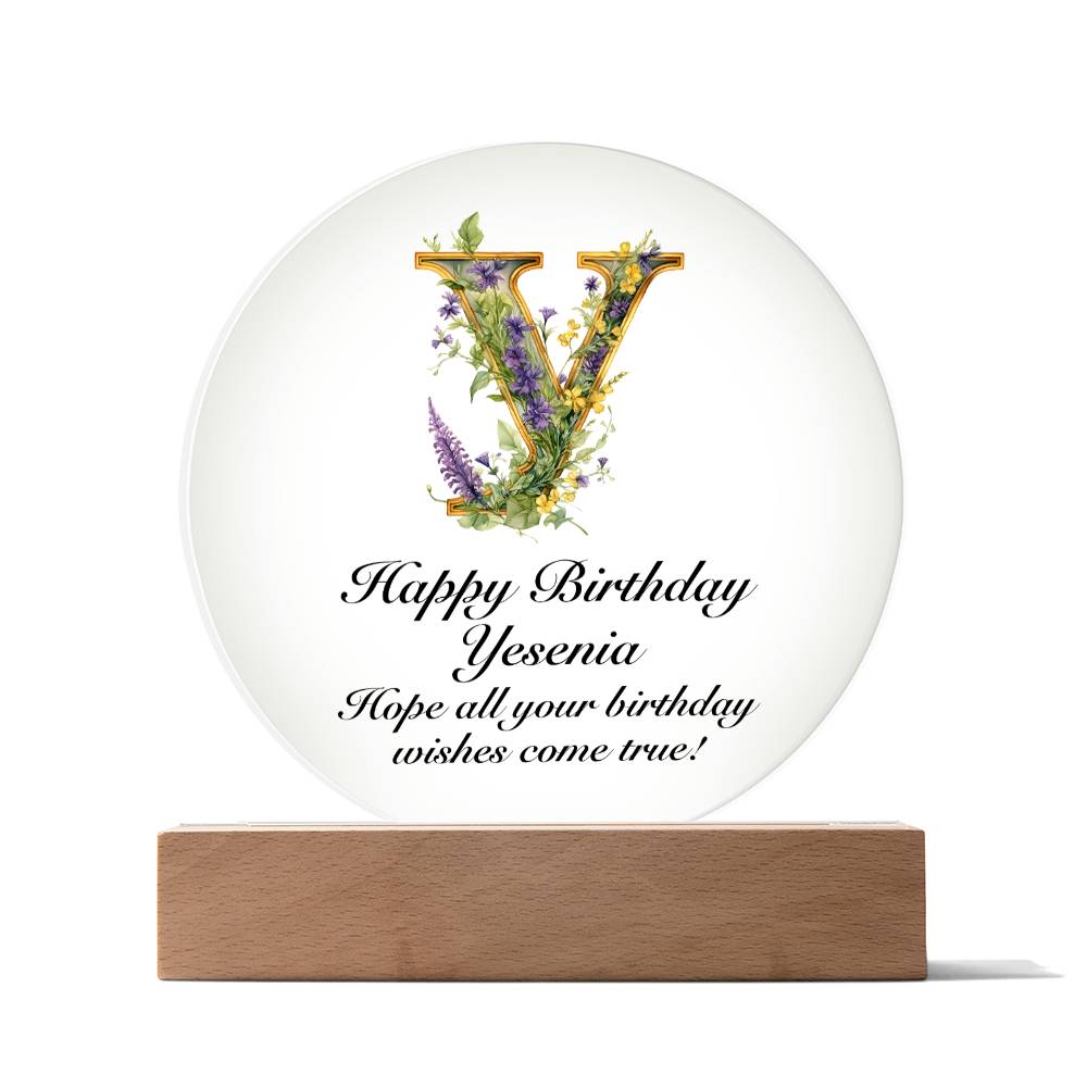 Happy Birthday Yesenia v02 - Circle Acrylic Plaque