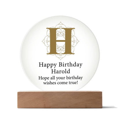Happy Birthday Harold v01 - Circle Acrylic Plaque