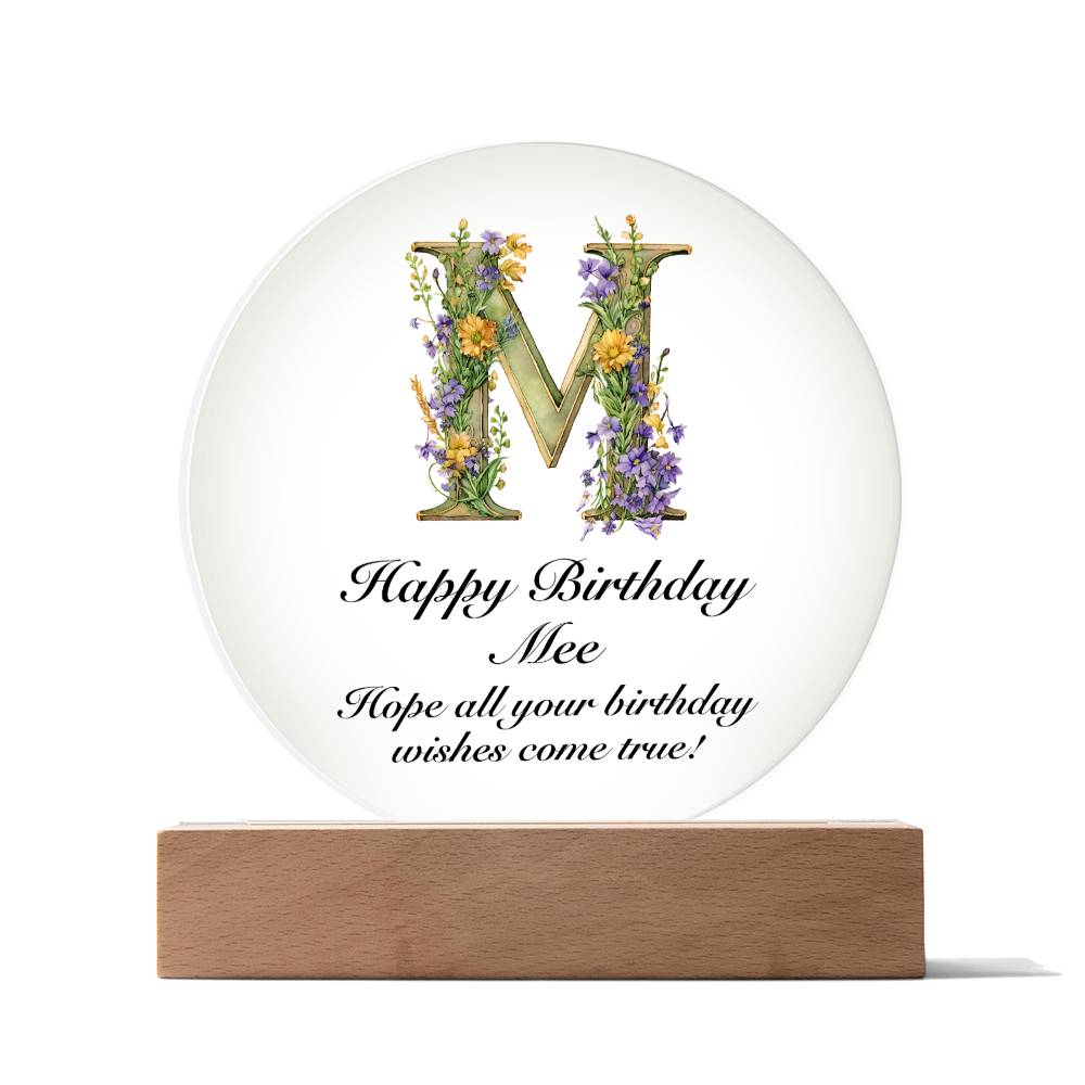 Happy Birthday Mee v02 - Circle Acrylic Plaque