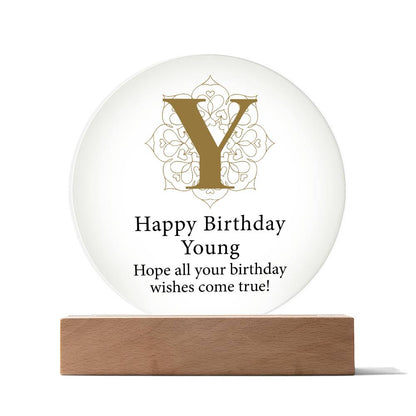 Happy Birthday Young v01 - Circle Acrylic Plaque