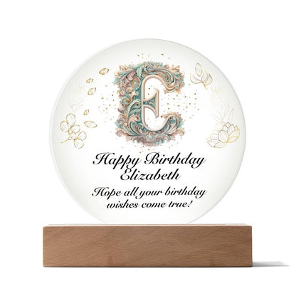 Happy Birthday Elizabeth v01 - Circle Acrylic Plaque