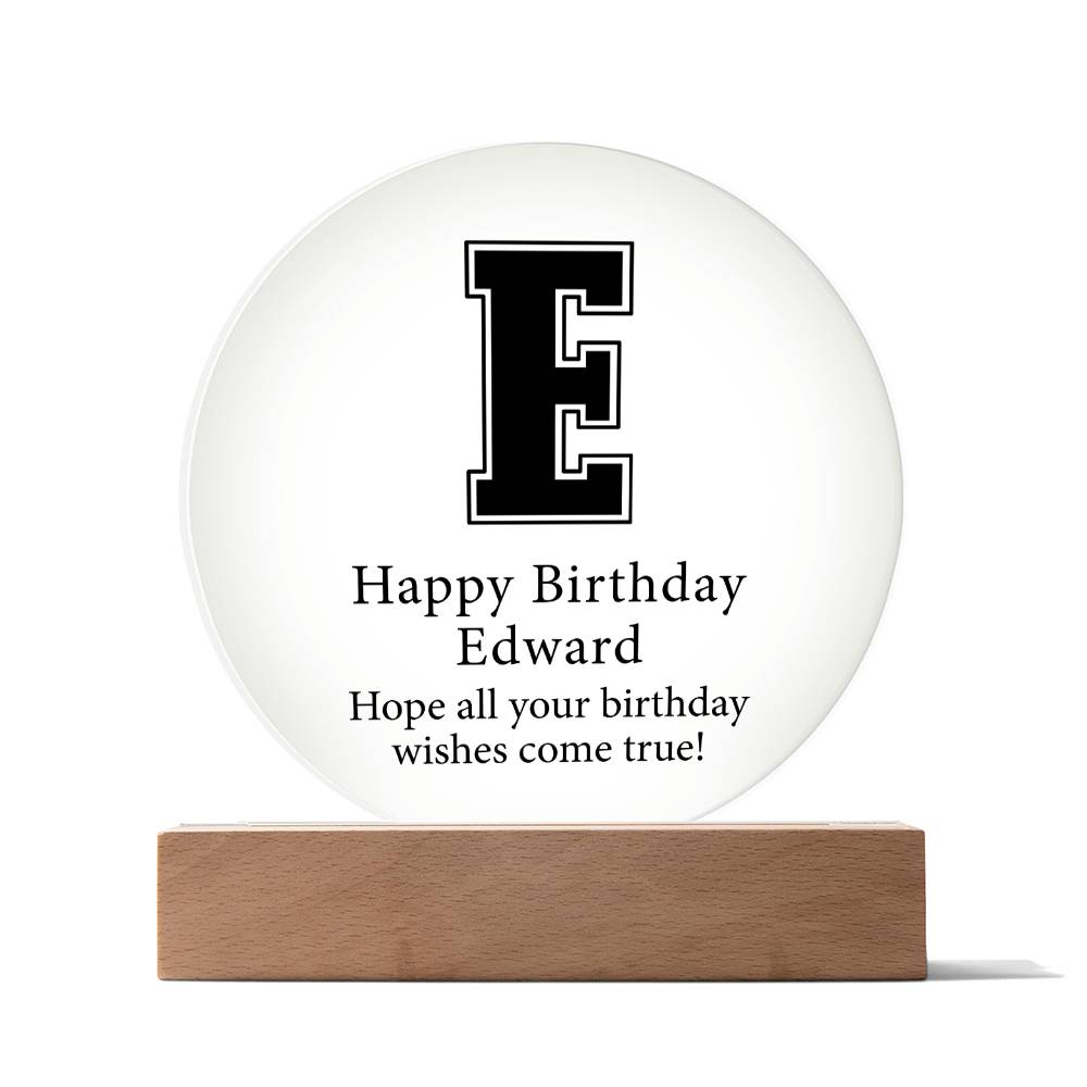 Happy Birthday Edward v02 - Circle Acrylic Plaque