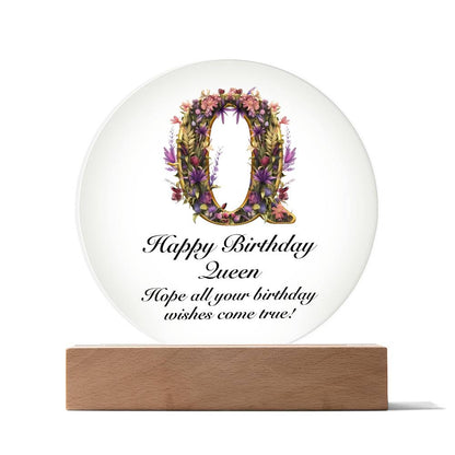 Happy Birthday Queen v02 - Circle Acrylic Plaque
