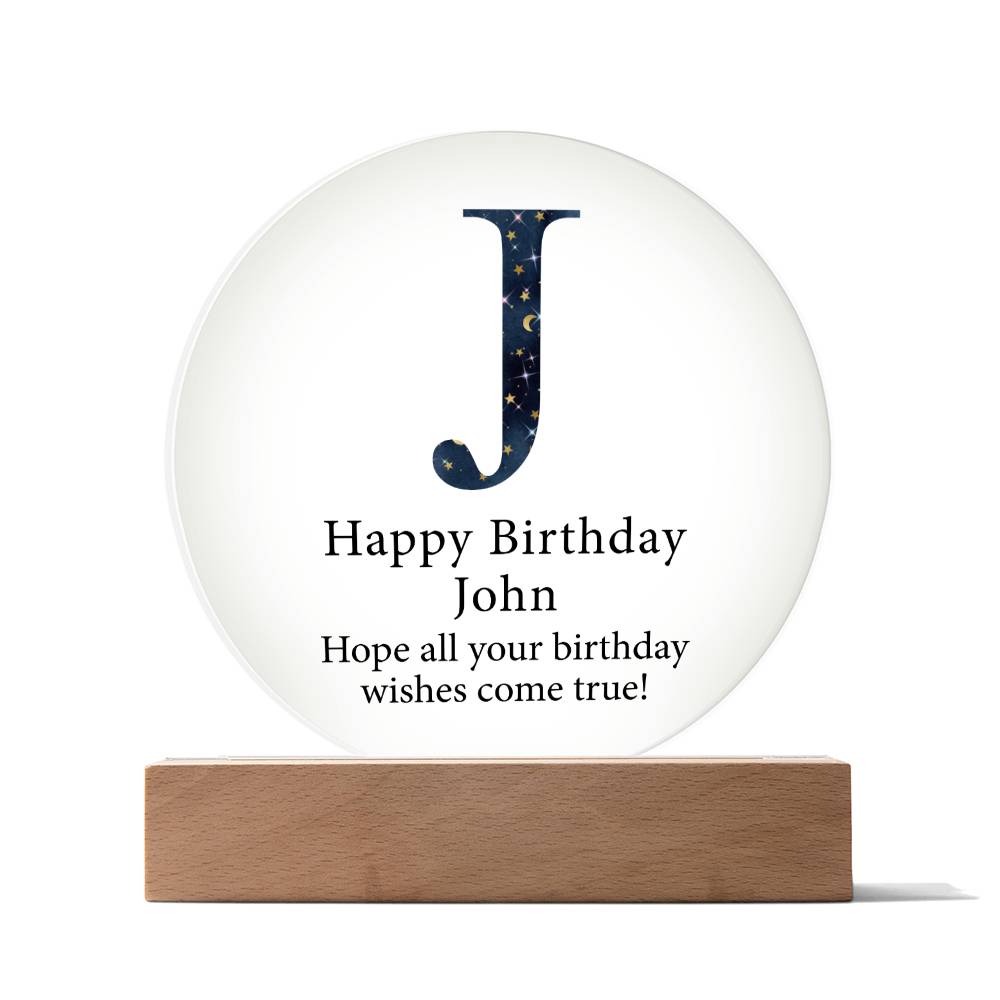 Happy Birthday John v03 - Circle Acrylic Plaque