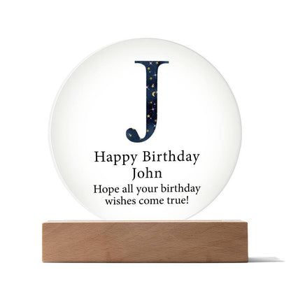 Happy Birthday John v03 - Circle Acrylic Plaque