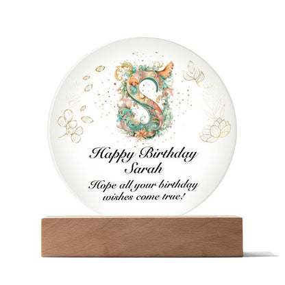 Happy Birthday Sarah v01 - Circle Acrylic Plaque