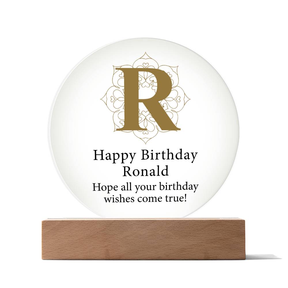 Happy Birthday Ronald v01 - Circle Acrylic Plaque