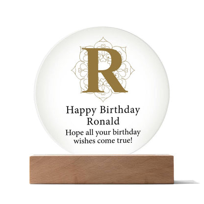 Happy Birthday Ronald v01 - Circle Acrylic Plaque