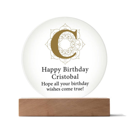 Happy Birthday Cristobal v01 - Circle Acrylic Plaque