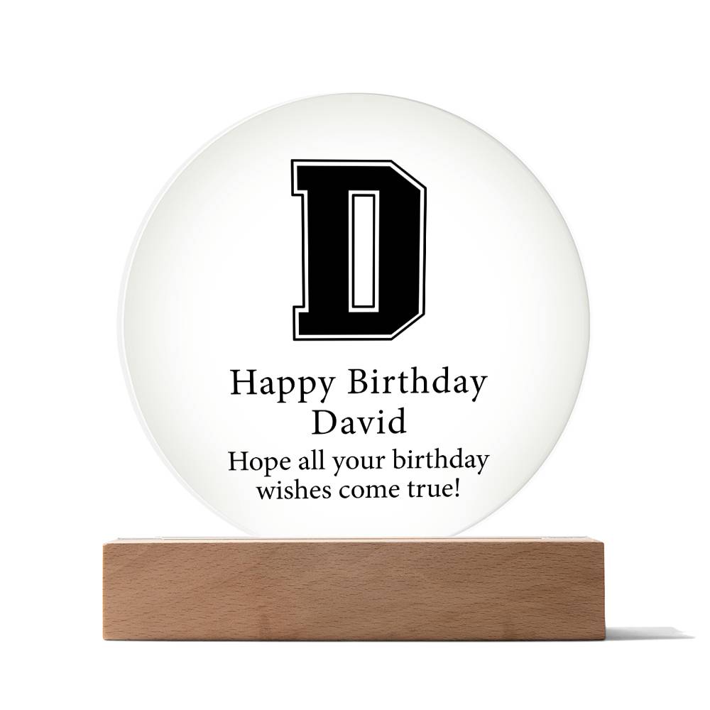 Happy Birthday David v02 - Circle Acrylic Plaque