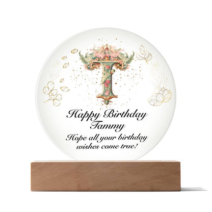 Happy Birthday Tammy v01 - Circle Acrylic Plaque