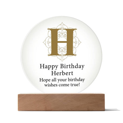 Happy Birthday Herbert v01 - Circle Acrylic Plaque