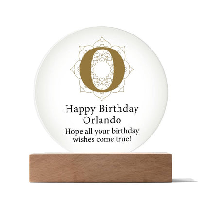 Happy Birthday Orlando v01 - Circle Acrylic Plaque
