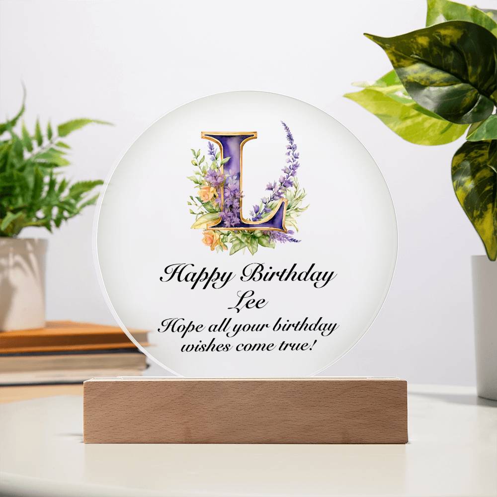 Happy Birthday Lee v02 - Circle Acrylic Plaque
