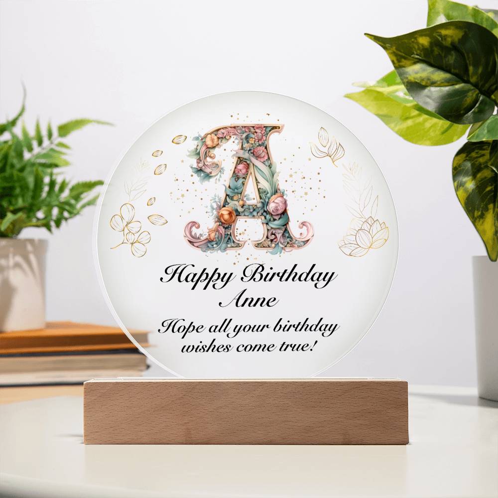 Happy Birthday Anne v01 - Circle Acrylic Plaque