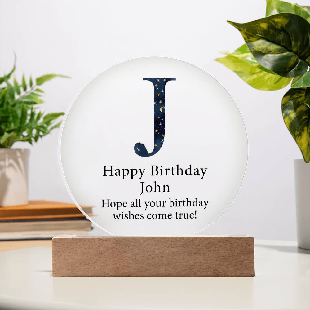 Happy Birthday John v03 - Circle Acrylic Plaque