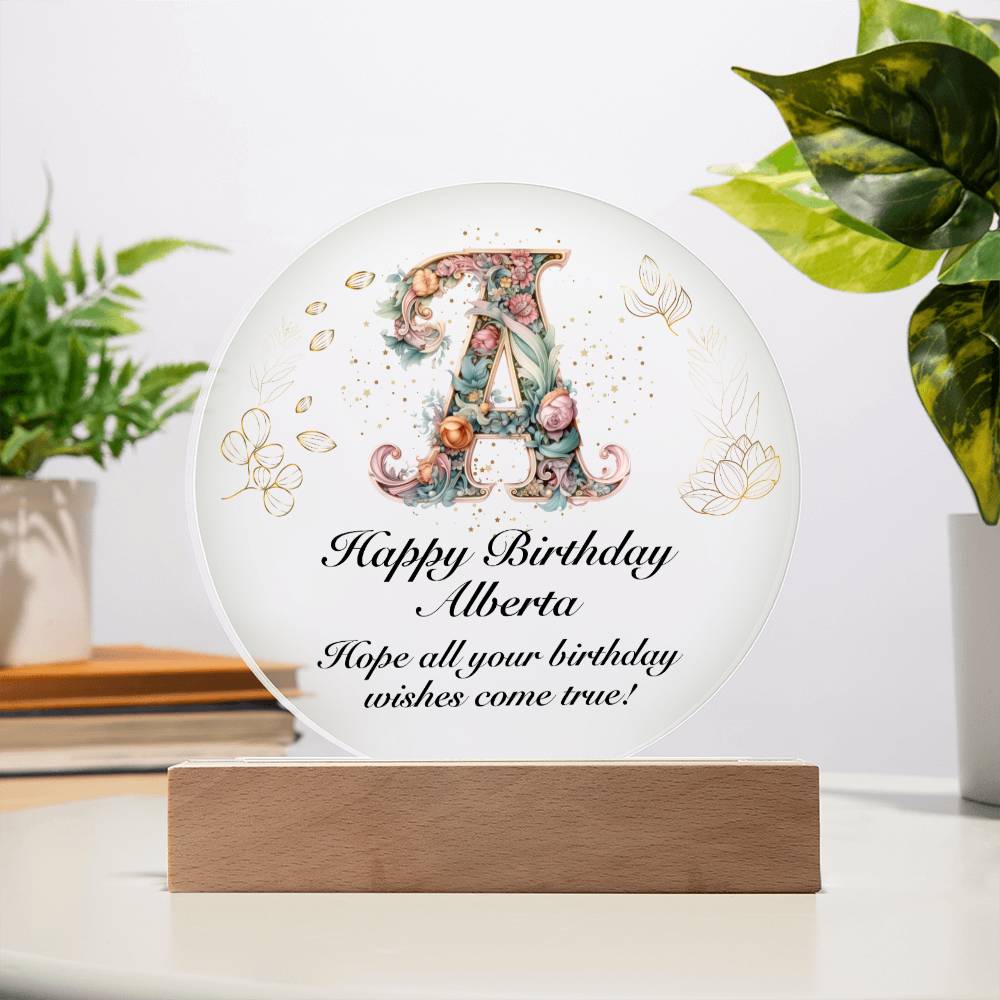 Happy Birthday Alberta v01 - Circle Acrylic Plaque