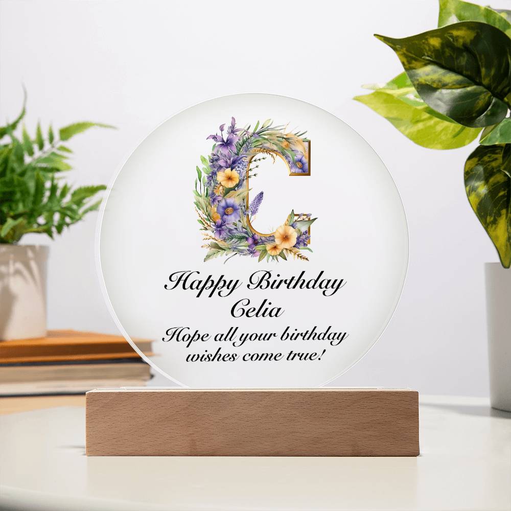 Happy Birthday Celia v02 - Circle Acrylic Plaque