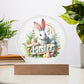 Happy Easter Bunny Sign 03 - Circle Acrylic Plaque