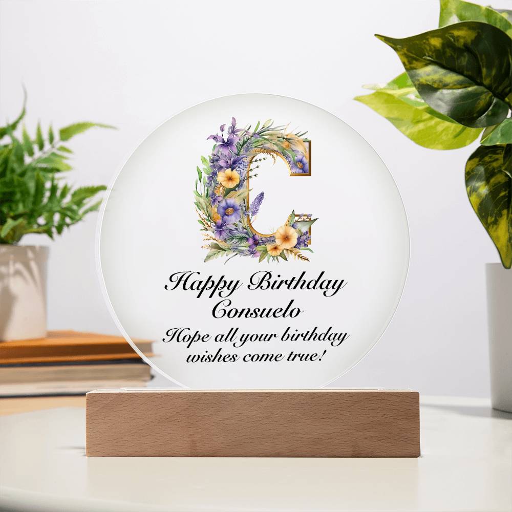 Happy Birthday Consuelo v02 - Circle Acrylic Plaque