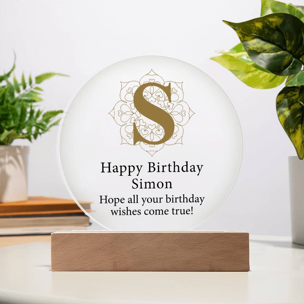 Happy Birthday Simon v01 - Circle Acrylic Plaque