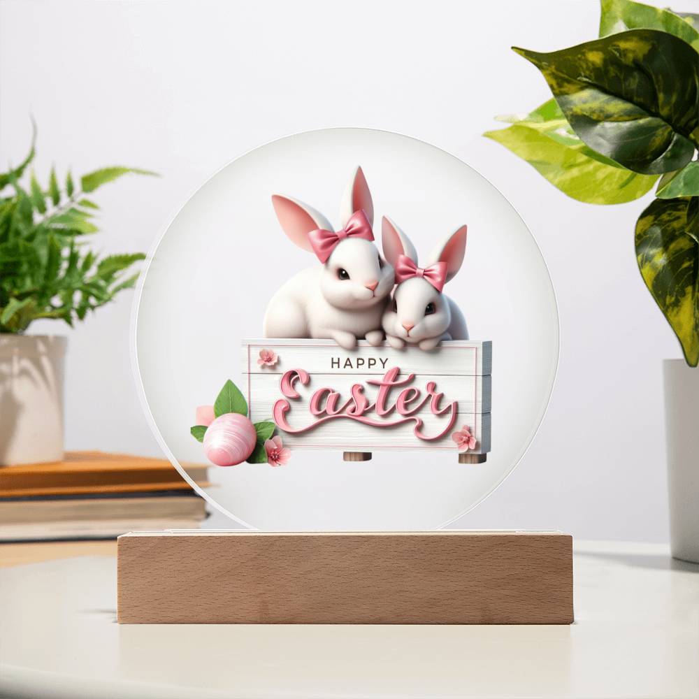 Happy Easter Bunny Sign 12 - Circle Acrylic Plaque