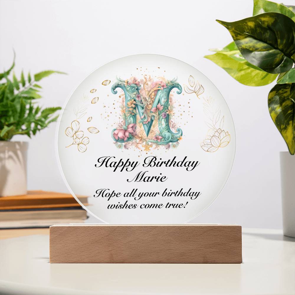 Happy Birthday Marie v01 - Circle Acrylic Plaque