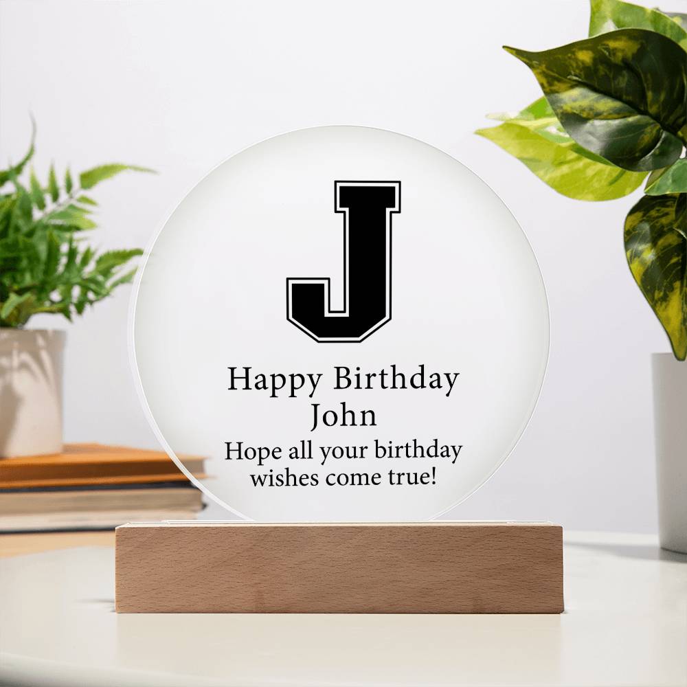 Happy Birthday John v02 - Circle Acrylic Plaque