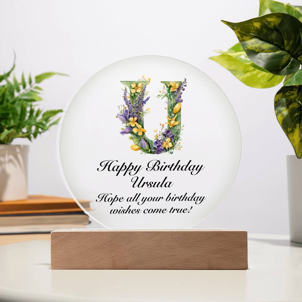 Happy Birthday Ursula v02 - Circle Acrylic Plaque