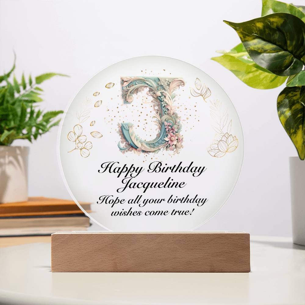 Happy Birthday Jacqueline v01 - Circle Acrylic Plaque