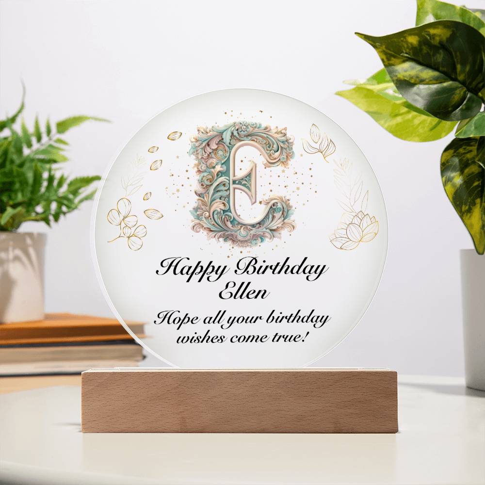 Happy Birthday Ellen v01 - Circle Acrylic Plaque