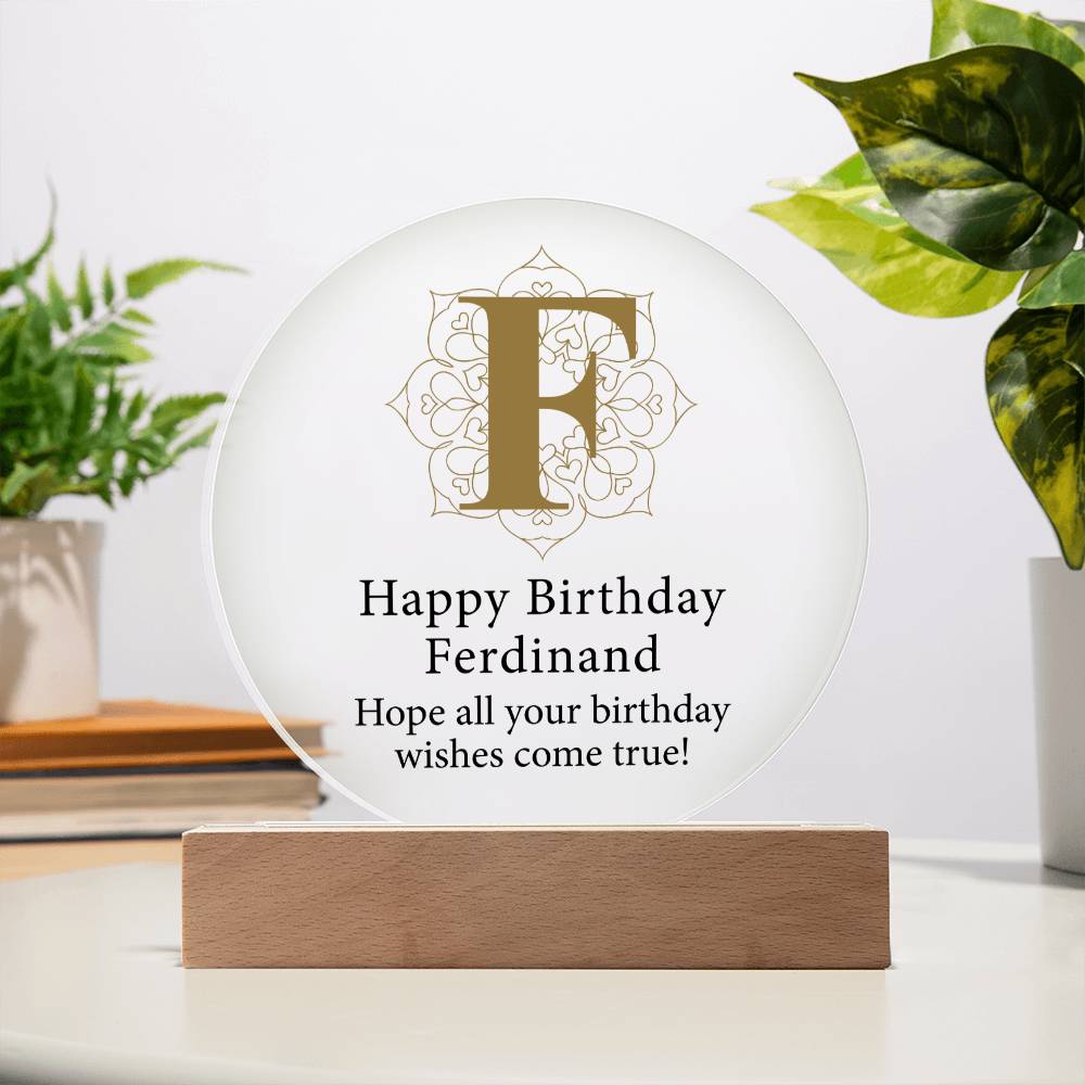 Happy Birthday Ferdinand v01 - Circle Acrylic Plaque
