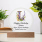 Happy Birthday Letitia v02 - Circle Acrylic Plaque