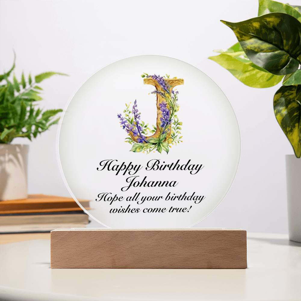 Happy Birthday Johanna v02 - Circle Acrylic Plaque