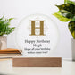 Happy Birthday Hugh v01 - Circle Acrylic Plaque