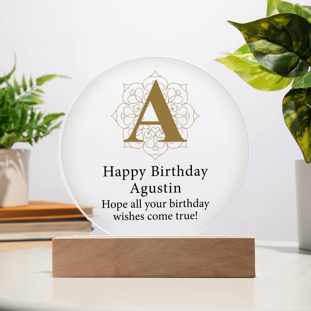 Happy Birthday Agustin v01 - Circle Acrylic Plaque