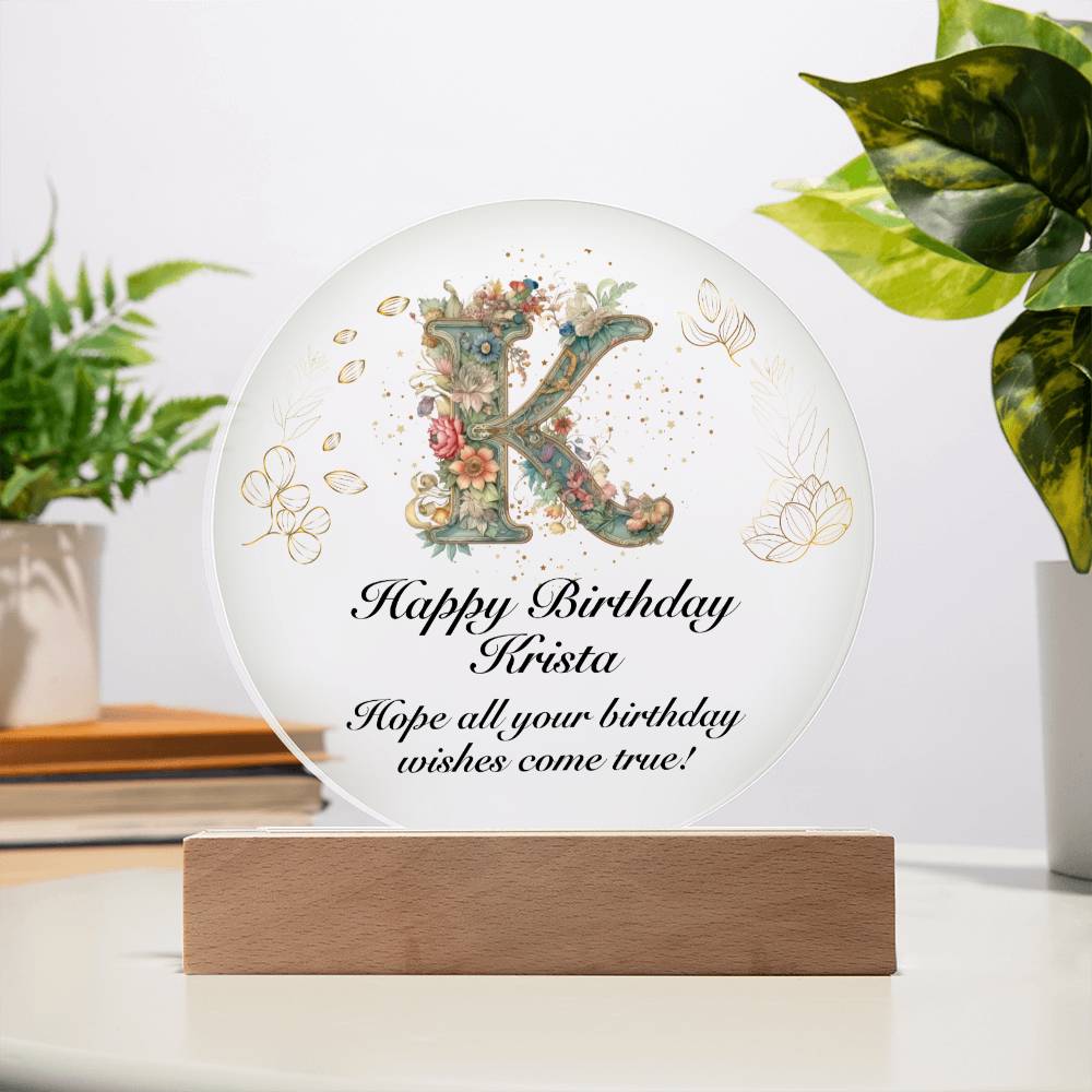 Happy Birthday Krista v01 - Circle Acrylic Plaque