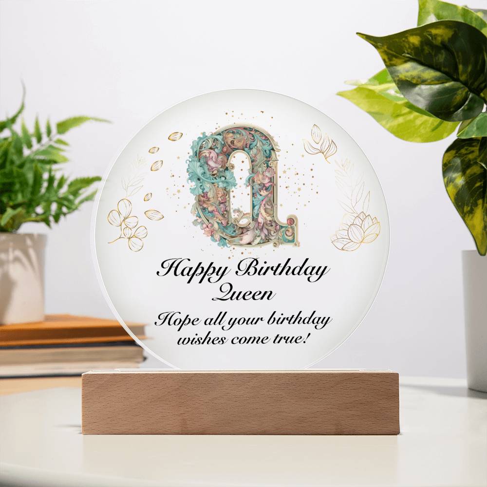 Happy Birthday Queen v01 - Circle Acrylic Plaque