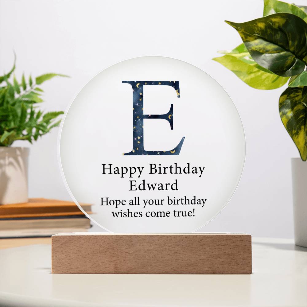 Happy Birthday Edward v03 - Circle Acrylic Plaque