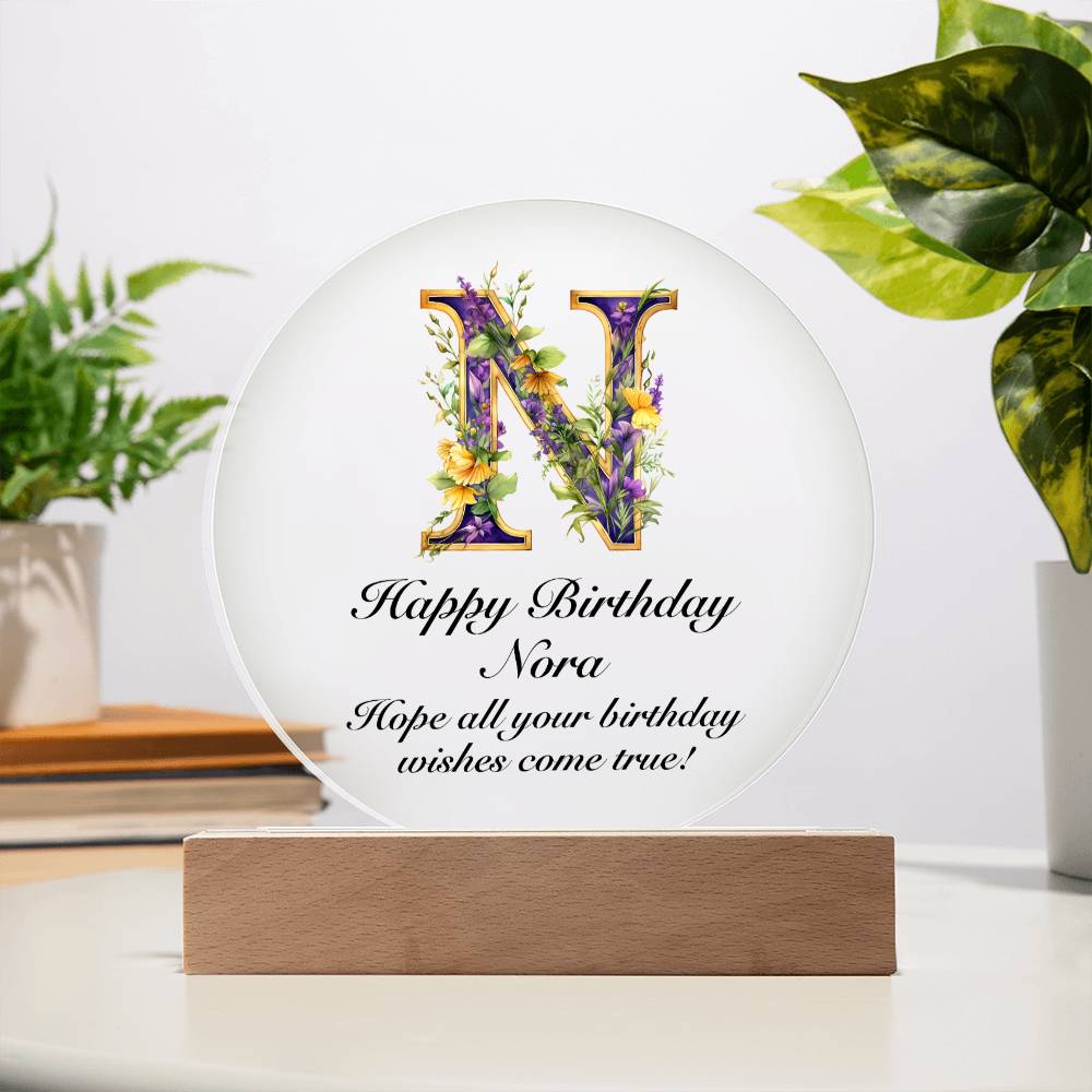 Happy Birthday Nora v02 - Circle Acrylic Plaque