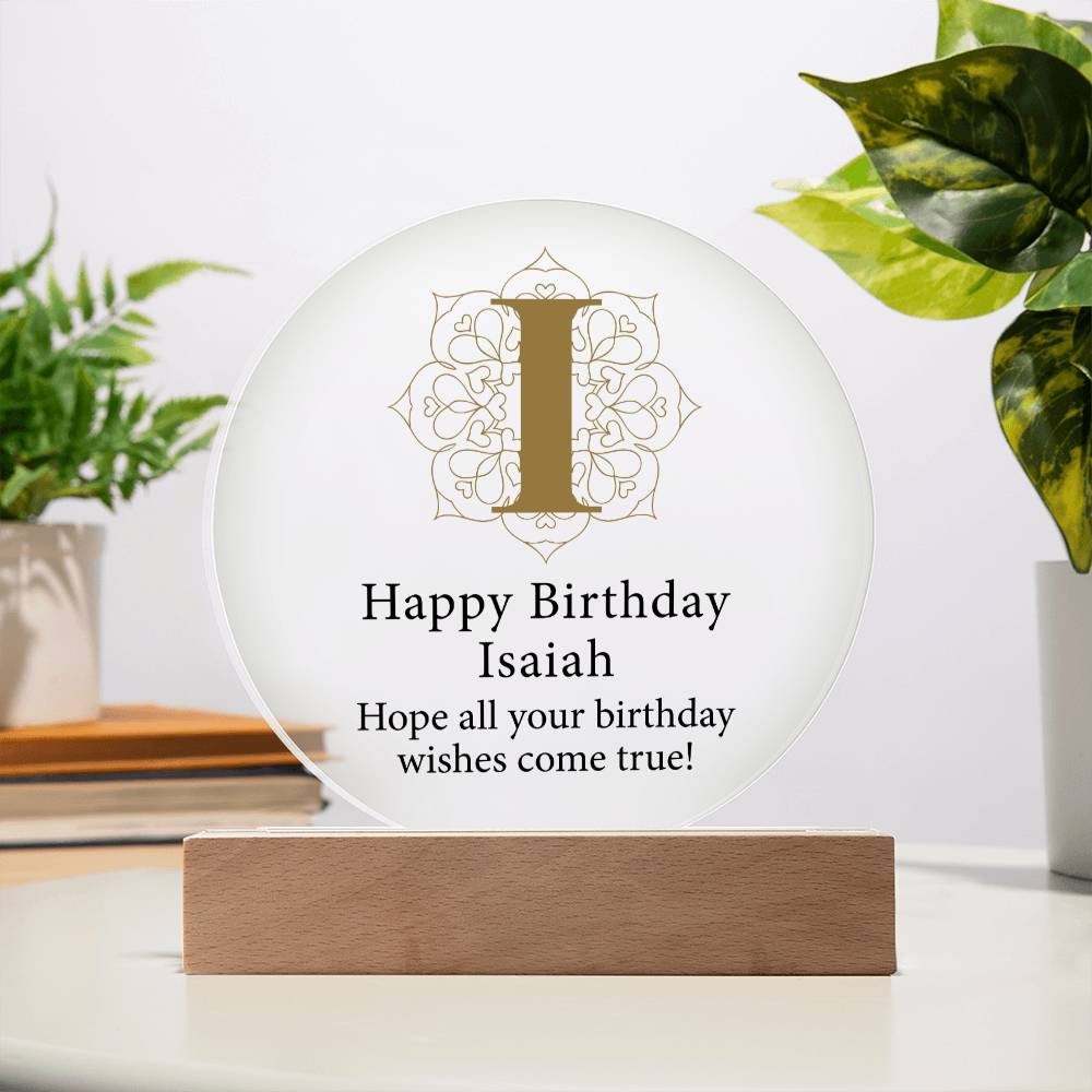 Happy Birthday Isaiah v01 - Circle Acrylic Plaque