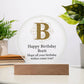 Happy Birthday Brett v01 - Circle Acrylic Plaque