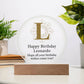Happy Birthday Leonardo v01 - Circle Acrylic Plaque