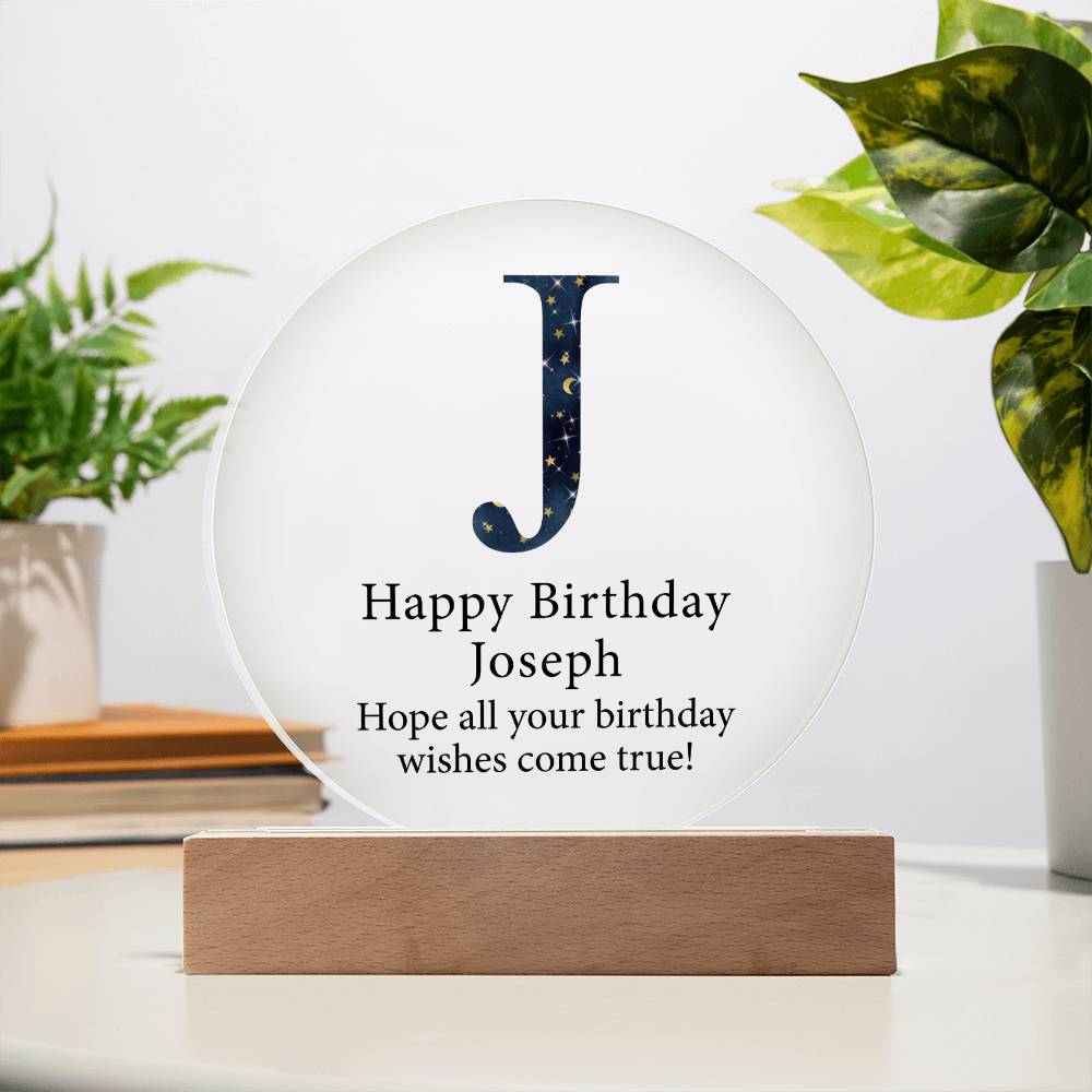 Happy Birthday Joseph v03 - Circle Acrylic Plaque