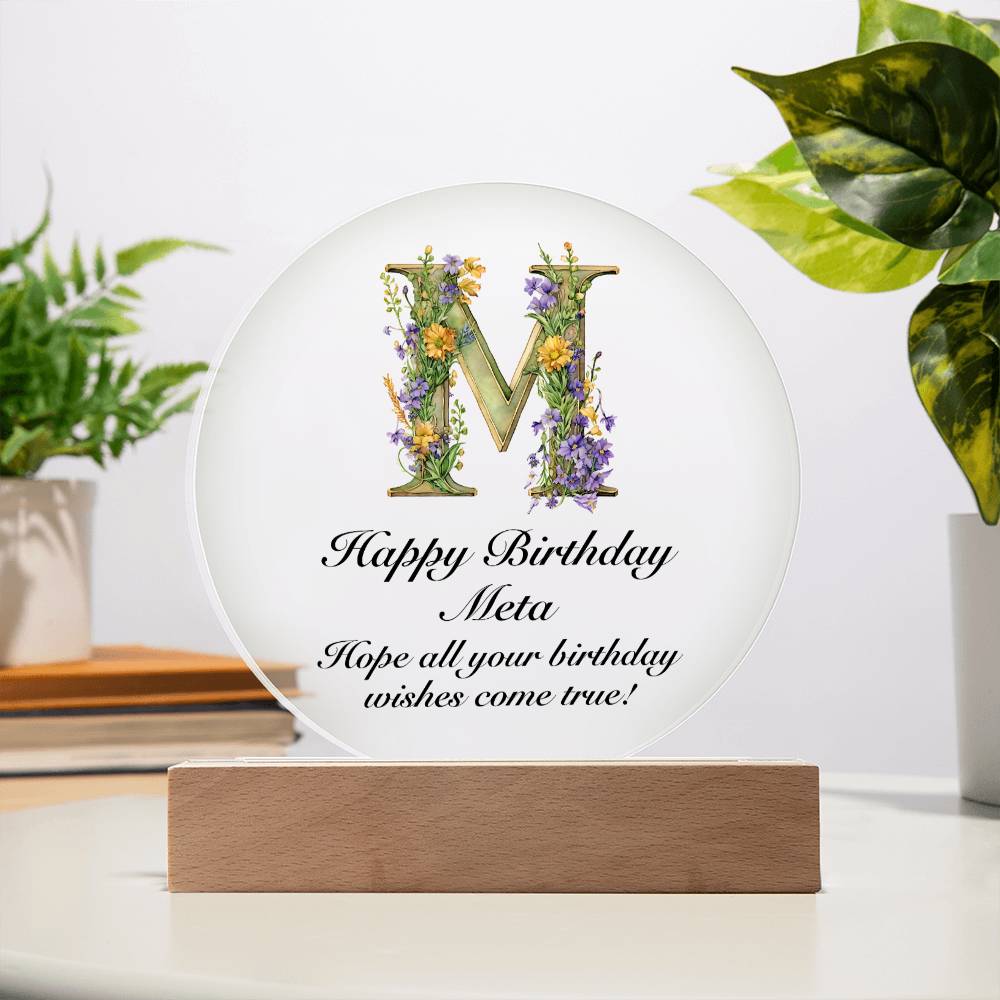 Happy Birthday Meta v02 - Circle Acrylic Plaque
