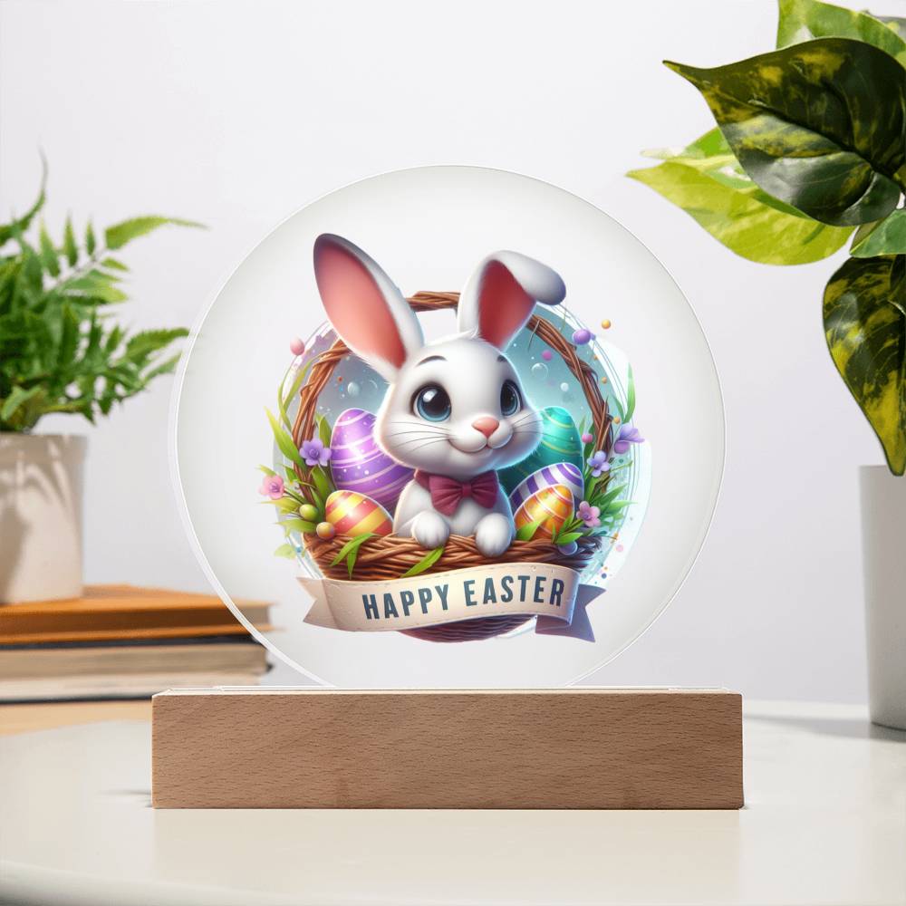 Happy Easter Bunny Sign 10 - Circle Acrylic Plaque