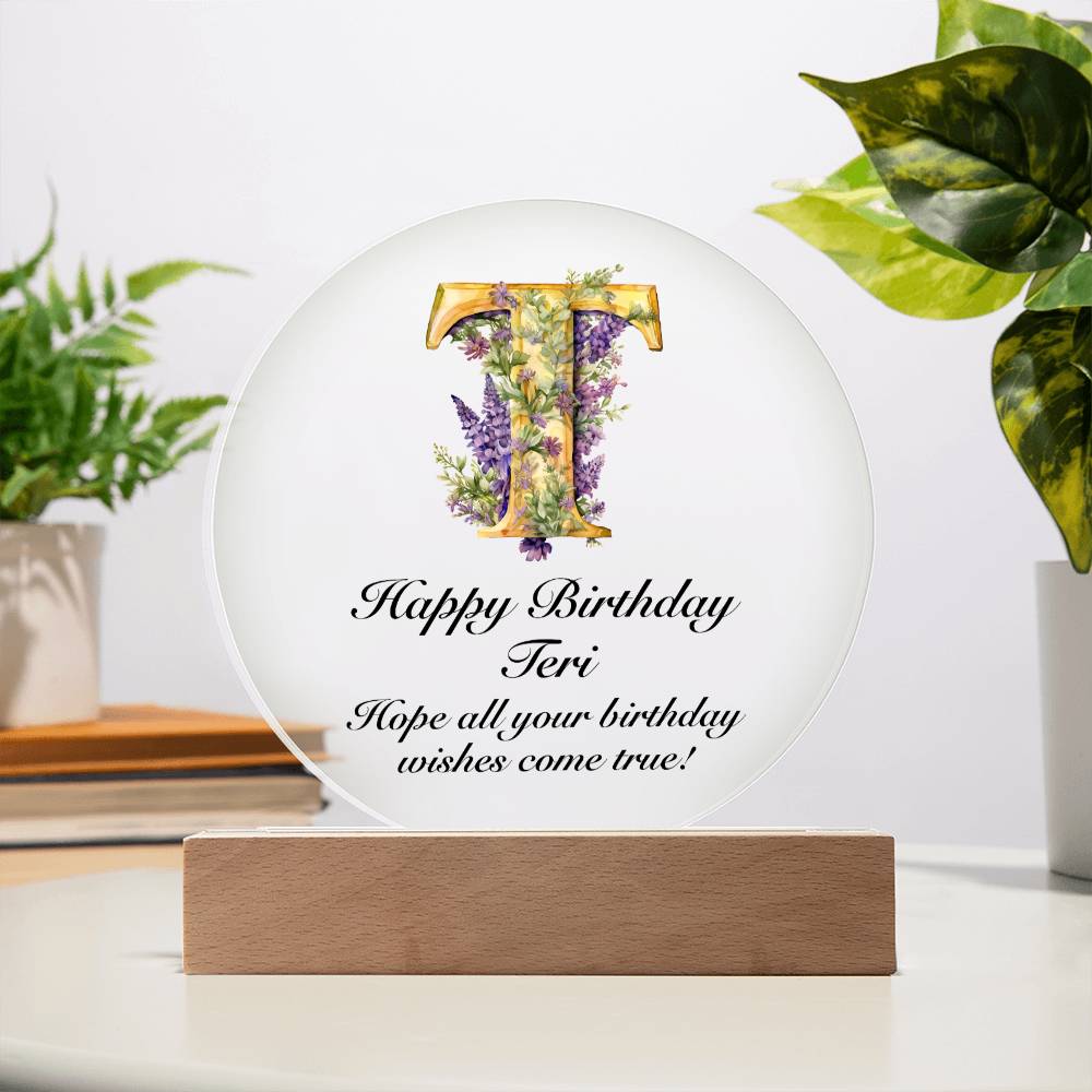 Happy Birthday Teri v02 - Circle Acrylic Plaque