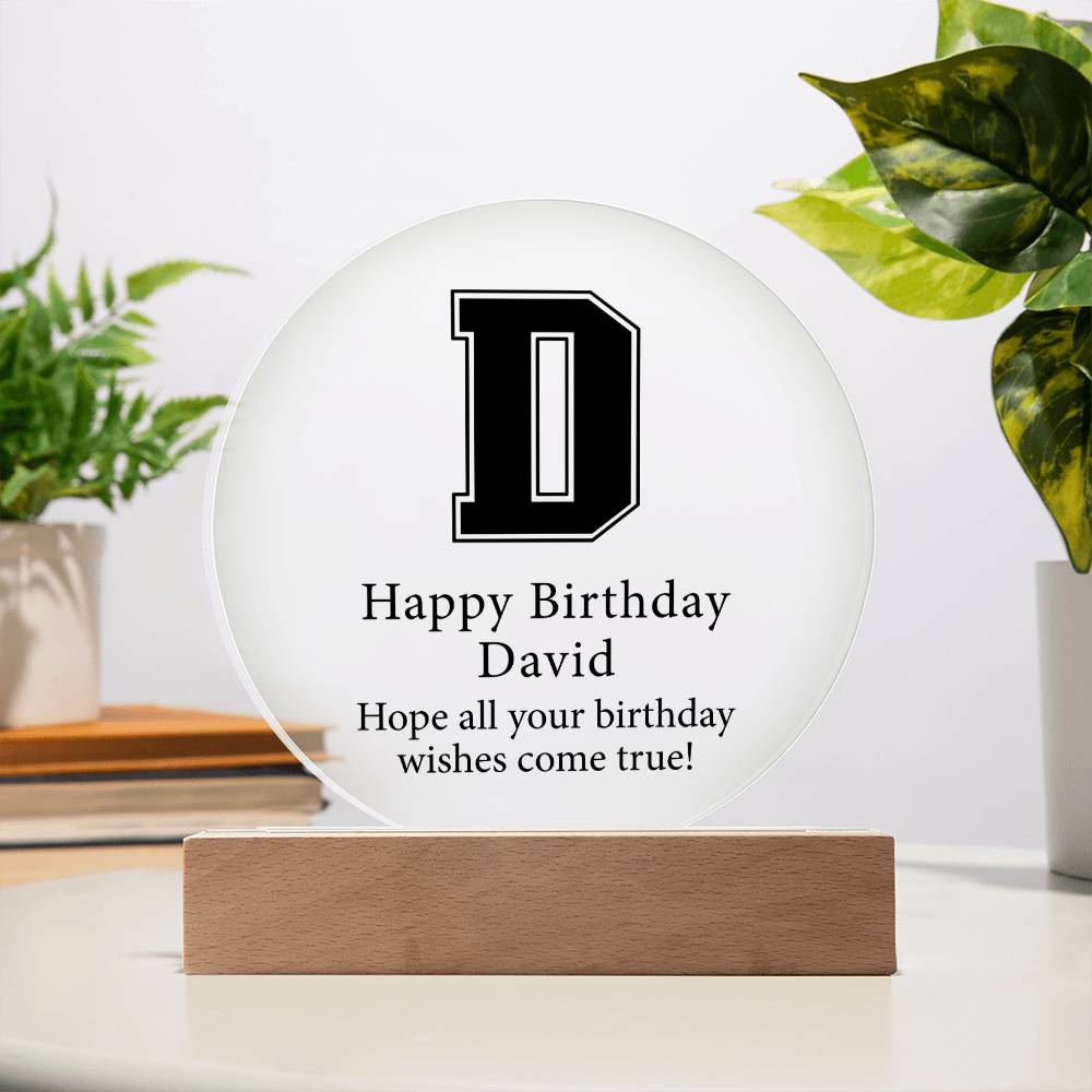 Happy Birthday David v02 - Circle Acrylic Plaque